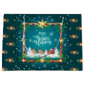 Happy Winter Holiday Snowy Fairy Tale with Santa Groot Cadeauzakje (Voorkant)