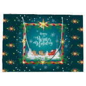 Happy Winter Holiday Snowy Fairy Tale with Santa Groot Cadeauzakje (Achterkant)