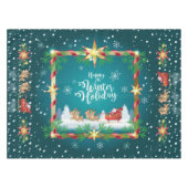 Happy Winter Holiday Snowy Fairy Tale with Santa Tafelkleed (Voorkant (Horizontaal))