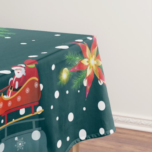 Happy Winter Holiday Snowy Fairy Tale with Santa Tafelkleed (Voorbeeld)