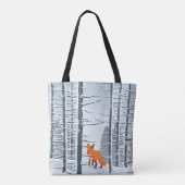 Happy Winter met boslandschap en vossendier Tote Bag (Achterkant)