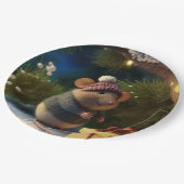 Happy Winter Mouse met cadeau Paper Borden Papieren Bordje (Gekanteld)