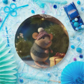 Happy Winter Mouse met cadeau Paper Borden Papieren Bordje (Feest)