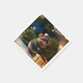 Happy Winter Mouse met cadeau Paper Borden Servet (Hoek)