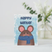 Happy Winter Mouse Postcard Feestdagenkaart (Staand voorkant)
