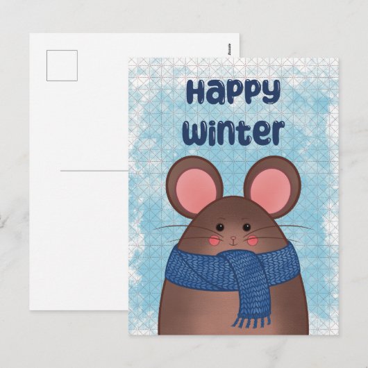 Happy Winter Mouse Postcard Feestdagenkaart (Voorkant / Achterkant)