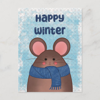 Happy Winter Mouse Postcard Feestdagenkaart