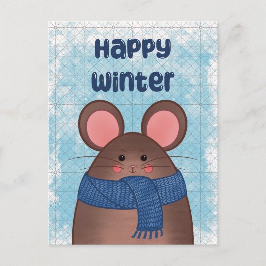 Happy Winter Mouse Postcard Feestdagenkaart (Voorkant)