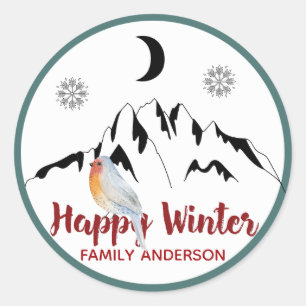 Happy Winter Persoonlijke kerstRobin Ronde Sticker
