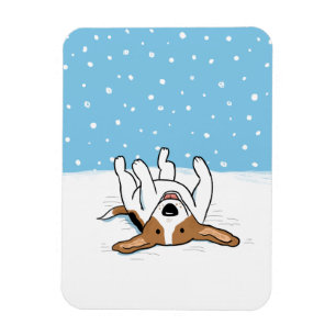Happy Winter Snow Beagle - Cute Cartoon Dog Magneet