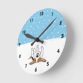 Happy Winter Snow Beagle - Cute Cartoon Dog Ronde Klok (Hoek)