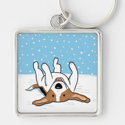 Happy Winter Snow Beagle - Cute Cartoon Dog Sleutelhanger (Voorkant)