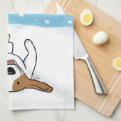 Happy Winter Snow Beagle - Cute Dog Cartoon Theedoek (Quarter Fold)