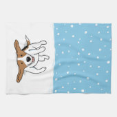 Happy Winter Snow Beagle - Cute Dog Cartoon Theedoek (Horizontaal)