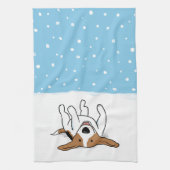 Happy Winter Snow Beagle - Cute Dog Cartoon Theedoek (Verticaal)