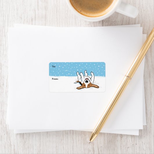 Happy Winter Snow Beagle-kerstfeestlabels Etiket (Insitu)
