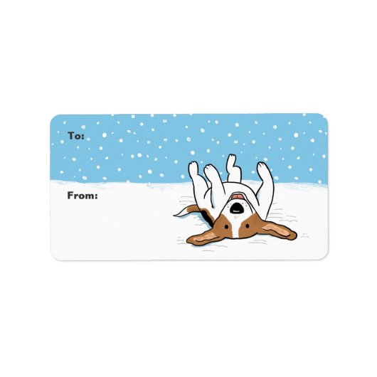 Happy Winter Snow Beagle-kerstfeestlabels Etiket (Voorkant)