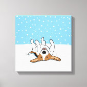 Happy Winter Snow Beagle - Schattigee Cartoon Canvas Afdruk (Voorkant)