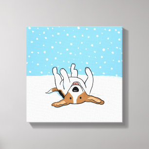 Happy Winter Snow Beagle - Schattigee Cartoon Canvas Afdruk