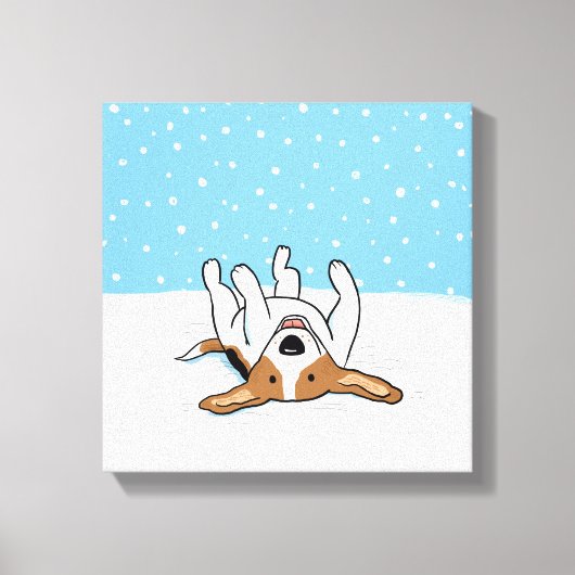 Happy Winter Snow Beagle - Schattigee Cartoon Canvas Afdruk (Voorkant)