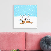 Happy Winter Snow Beagle - Schattigee Cartoon Canvas Afdruk (Insitu (Woonkamer))
