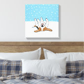 Happy Winter Snow Beagle - Schattigee Cartoon Canvas Afdruk (Insitu (Slaapkamer))