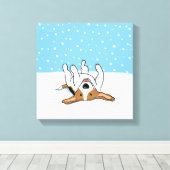 Happy Winter Snow Beagle - Schattigee Cartoon Canvas Afdruk (Insitu (Houten vloer))
