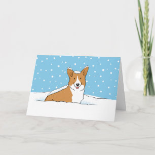 Happy Winter Snow Corgi   Kerst van de luidog Feestdagen Kaart