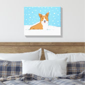 Happy Winter Snow Corgi - Schattigee Cartoon Canvas Afdruk (Insitu (Slaapkamer))