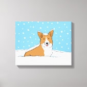 Happy Winter Snow Corgi - Schattigee Cartoon Canvas Afdruk (Voorkant)