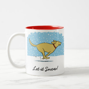 Happy Winter Snow Dog Holiday   Aangepast crediter Tweekleurige Koffiemok
