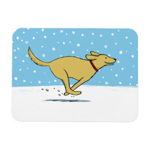 Happy Winter Snow Dog Holiday - Geel Laboratorium Magneet