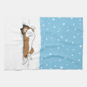 Happy Winter Snow Sheltie - Cute Shetland Sheepdog Theedoek (Horizontaal)