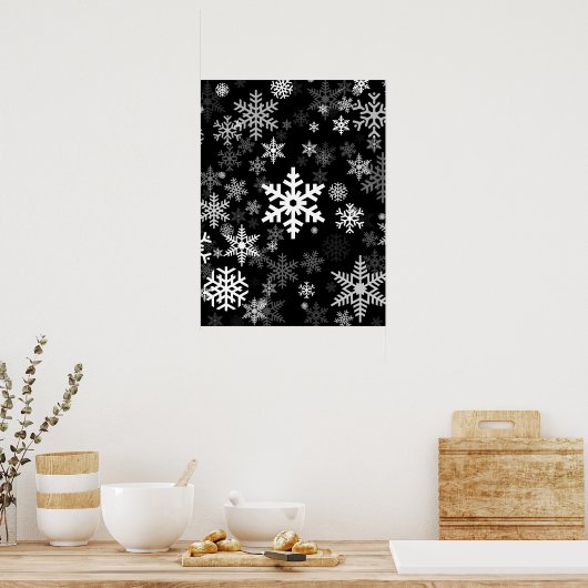 Happy Winter Snowflakes Pattern voor iedereen Poster (Keuken)