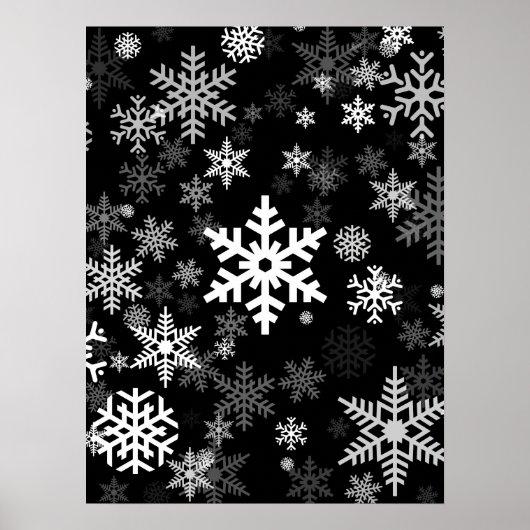 Happy Winter Snowflakes Pattern voor iedereen Poster (Voorkant)