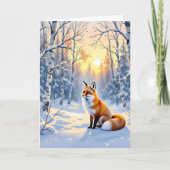 Happy Winter Solstice | Fox in Snow Kaart (Voorkant)