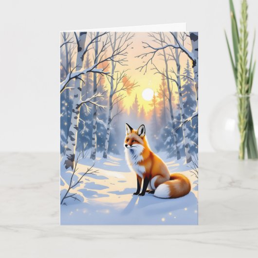 Happy Winter Solstice | Fox in Snow Kaart (Voorkant)