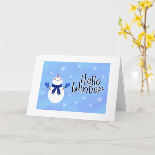 Happy Winter Solstice Snowman Wenskaart Kaart (Gele Bloem)