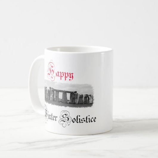 Happy Winter Solstice Stonehenge Koffiemok (Voorkant links)