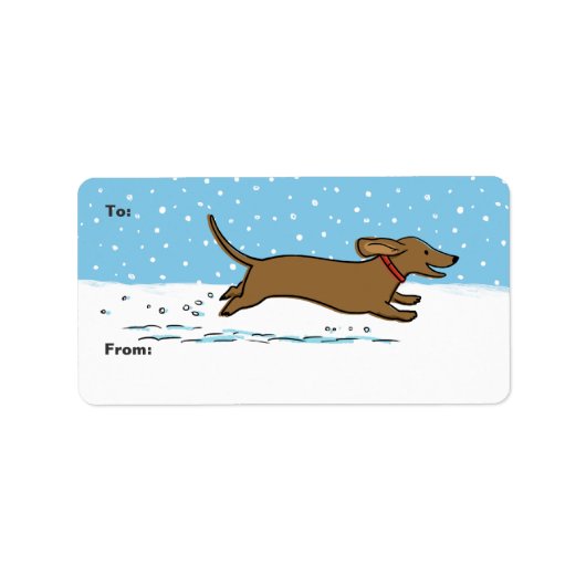 Happy Winter Wiener Dog - Dachshund Holiday Etiket (Voorkant)