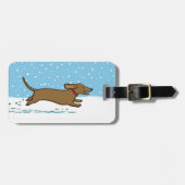 Happy Winter Wiener Dog - Schattigee Dachshund vak Bagagelabel (Voorkant horizontaal)