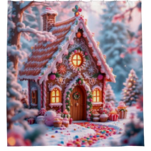 Happy winter with Christmas  Douchegordijn (Voorkant)