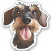 Happy Wirehaered Dachshund Sticker (Voorkant)