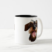 Happy Wirehaered Dachshund Two-Tone Coffee Mok (Voorkant rechts)