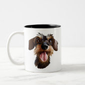 Happy Wirehaered Dachshund Two-Tone Coffee Mok (Links)