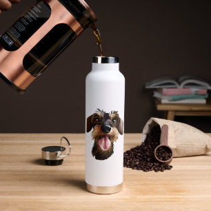 Happy Wireharing Dachshund Water Flacel Waterfles