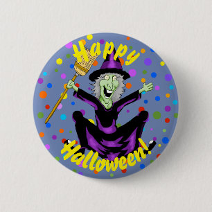 Happy Witch Halloween Button