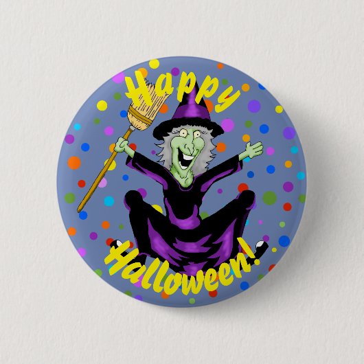 Happy Witch Halloween Button (Voorkant)