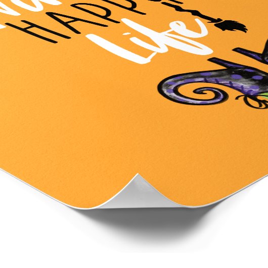 Happy Witch Happy Life | Oranje Halloween Witch Poster (Hoek)