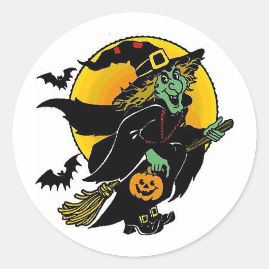 Happy Witch Ronde Sticker (Voorkant)